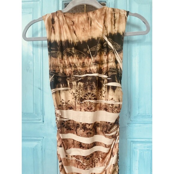 Ladies Bronze Boho Animal Print Sleeveless Beaded Body Con Dress Size Medium - Picture 8 of 8